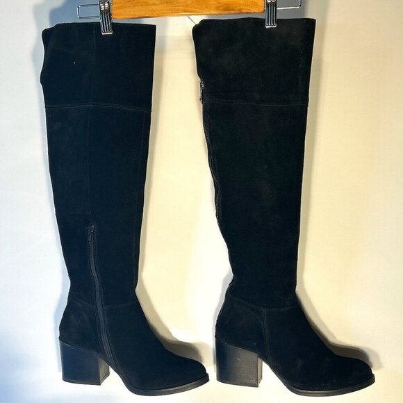 Steve Madden SZ 8.5 Orabela Black Suede Leather Over the Knee Boot Essential - Picture 4 of 7